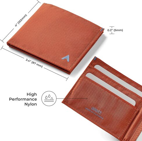 محفظة Allett ID، باللون الأزرق النيلي | نايلون، حجب RFID | محفظة نحيفة ثنائية الطي، مقاومة للماء، متينة، رفيعة، جيب أمامي | يحمل 4-12+ بطاقات، نقدًا in Kuwait