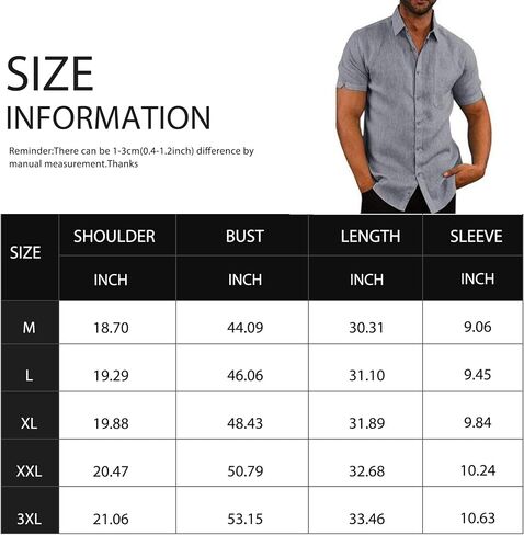 Men's Linen Shirts Short Sleeve Button Down Casual Beach Shirt Fashion Summer Clothes in Saudi Arabia