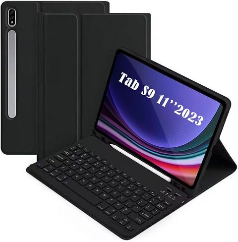 Keyboard Case for Galaxy Tab S9/S8/S7 11 Inch 2023/2022, Bluetooth Wireless Keyboard Cover for Samsung Tablet S9 FE with Pencil Holder SM-X700/X706/T870/T875/T878 SM-X710/716B Black in Saudi Arabia