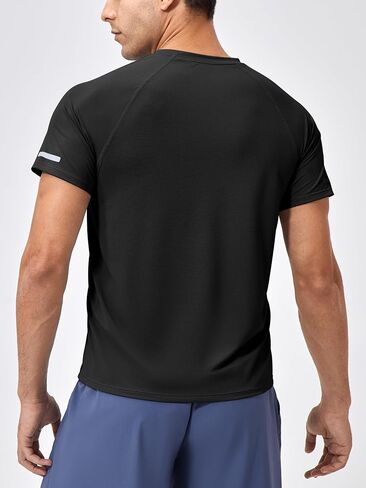 Men's Workout Cooling Running Shirts Quick Dry Short Sleeve Reflective Stripe Athletic Gym T-Shirts 41230YD in Saudi Arabia