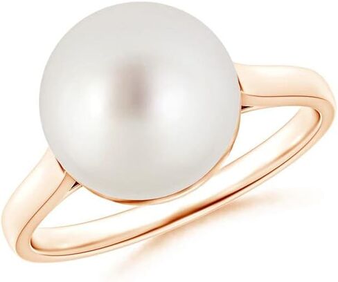 Angara South Sea Pearl Solitaire Ring for Women | Classic South Sea Pearl Ring in 14K Solid Gold/Platinum | April Birthday, Anniversary, Gemstone Jewellery Gift in Saudi Arabia