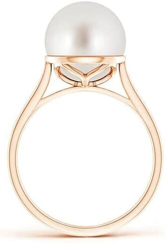Angara South Sea Pearl Solitaire Ring for Women | Classic South Sea Pearl Ring in 14K Solid Gold/Platinum | April Birthday, Anniversary, Gemstone Jewellery Gift in Saudi Arabia