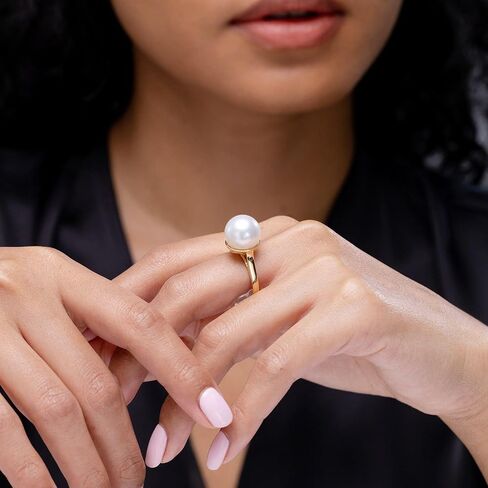 Angara South Sea Pearl Solitaire Ring for Women | Classic South Sea Pearl Ring in 14K Solid Gold/Platinum | April Birthday, Anniversary, Gemstone Jewellery Gift in Saudi Arabia