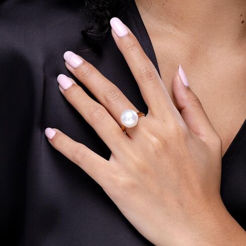 Angara South Sea Pearl Solitaire Ring for Women | Classic South Sea Pearl Ring in 14K Solid Gold/Platinum | April Birthday, Anniversary, Gemstone Jewellery Gift in Saudi Arabia