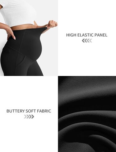 Mama Land Maternity Pants Over The Belly High Waisted Wide Leg Yoga Pants with Pockets Stretchy Pregnancy Lounge Clothes in Saudi Arabia