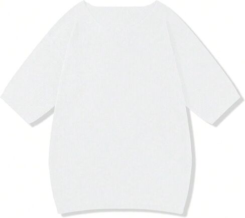 Verdusa Men's Drop Shoulder 3/4 Sleeve Sweaters Crew Neck Ribbed Knit Tops in Saudi Arabia