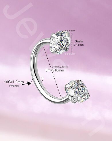 اليهودي 2PCS حدوة الحصان الشفاه الدائري 16G 316L الجراحية الصلب الشفاه ثقب المجوهرات مزدوجة مكعب زركونيا حدوة الحصان القرط داخليا الخيوط اللولب / دايث / الزنمة / الحاجز ثقب المجوهرات للنساء in Kuwait