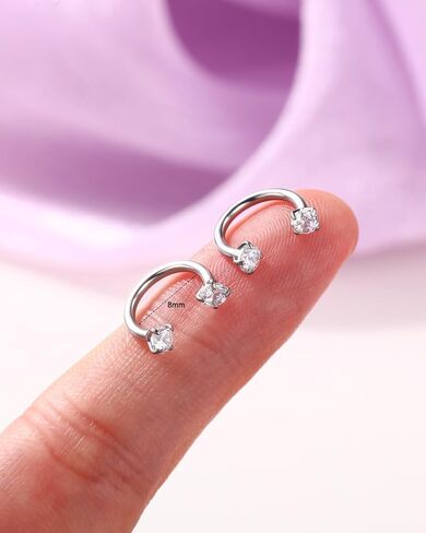اليهودي 2PCS حدوة الحصان الشفاه الدائري 16G 316L الجراحية الصلب الشفاه ثقب المجوهرات مزدوجة مكعب زركونيا حدوة الحصان القرط داخليا الخيوط اللولب / دايث / الزنمة / الحاجز ثقب المجوهرات للنساء in Kuwait