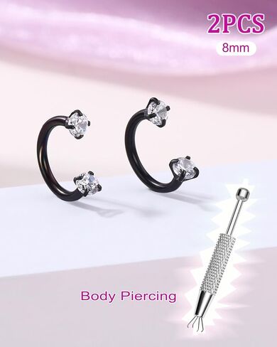 اليهودي 2PCS حدوة الحصان الشفاه الدائري 16G 316L الجراحية الصلب الشفاه ثقب المجوهرات مزدوجة مكعب زركونيا حدوة الحصان القرط داخليا الخيوط اللولب / دايث / الزنمة / الحاجز ثقب المجوهرات للنساء in Kuwait