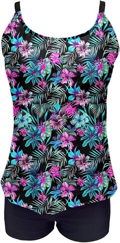 Tankini Swimsuits for Women Tummy Control High Waisted Two Piece Bathing Suit Tank Tops with Boyshorts Beach Outfits in Saudi Arabia