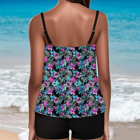 Tankini Swimsuits for Women Tummy Control High Waisted Two Piece Bathing Suit Tank Tops with Boyshorts Beach Outfits in Saudi Arabia