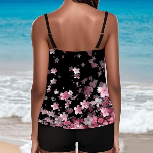 Tankini Swimsuits for Women Tummy Control High Waisted Two Piece Bathing Suit Tank Tops with Boyshorts Beach Outfits in Saudi Arabia