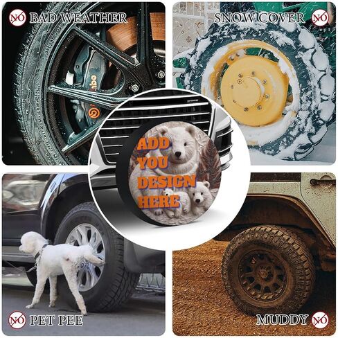 Personalized Spare Tire Cover Custom with Photo/Text/Logo - Waterproof Dust-Proof Heavy Duty Oxford Fabric Universal Fit for SUV, Truck, RV, Jeep, Trailer (25-36 Inch) - Unique Christmas Birthday Gift in Saudi Arabia
