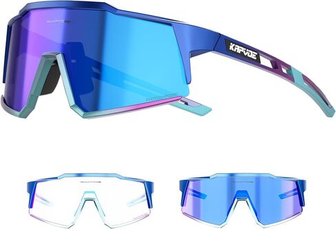 نظارات KAPVOE فوتوكروميك لركوب الدراجات MTB Clear Mountain Bike Transition Bike Glasses للرجال والنساء in Kuwait