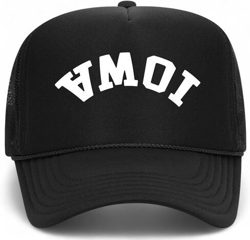 Iowa Upside Down Reversed Vintage Trucker Hat | IA | Premium Adjustable Snapback Baseball Hat for Men & Women in Saudi Arabia