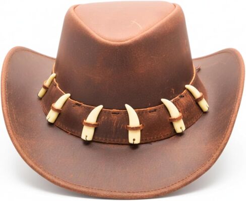 RESISTANCE Australian Leather Hat with Crocodile Band Teeth - Dundee Style | Outback Hat for Men and Women in Saudi Arabia