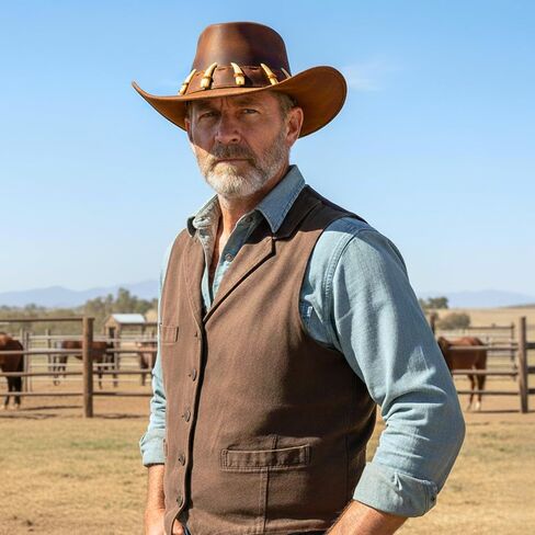 RESISTANCE Australian Leather Hat with Crocodile Band Teeth - Dundee Style | Outback Hat for Men and Women in Saudi Arabia