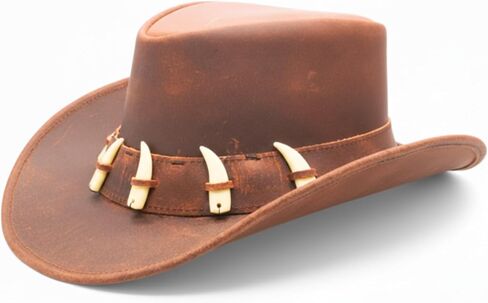 RESISTANCE Australian Leather Hat with Crocodile Band Teeth - Dundee Style | Outback Hat for Men and Women in Saudi Arabia