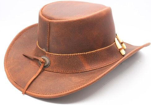 RESISTANCE Australian Leather Hat with Crocodile Band Teeth - Dundee Style | Outback Hat for Men and Women in Saudi Arabia