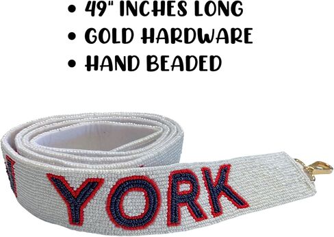 Lashicorn New York White Beaded Purse Strap Blue Letters 49" Pro Football Stadium Approved Clear Bag Giant Gold Hardware Sports College East in Saudi Arabia