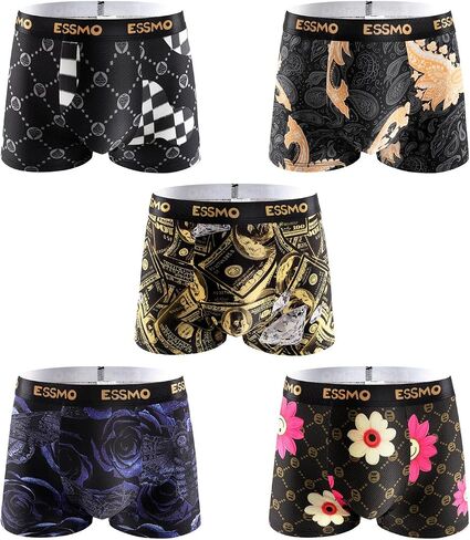 5 Pack Men's Boxer Briefs Durable Soft Support Pouch No Ride up Breathable Underwear for Men in Saudi Arabia