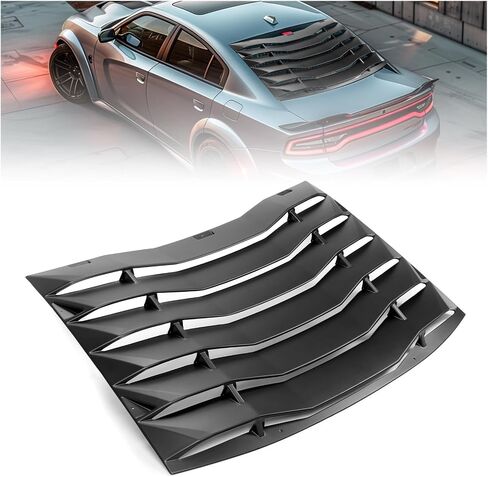 غطاء فتحة النافذة الخلفية من ECOTRIC متوافق مع فتحة تهوية دودج تشارجر 2011-2023 غير مطلية باللون الأسود ABS GT Lambo Style in Kuwait