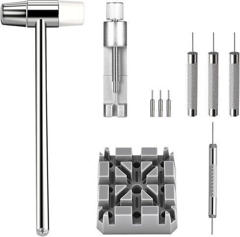 Watch Link Removal Kit, All Metal Watch Strap Link Removal, Sizing Kit with Pin Punches, Extra Pins, Hammer for Watch Band Strap Adjustment in Saudi Arabia