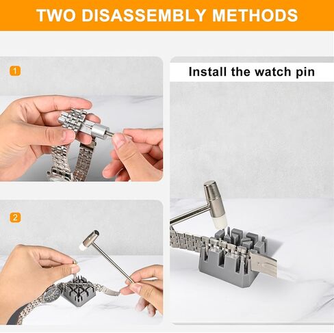 Watch Link Removal Kit, All Metal Watch Strap Link Removal, Sizing Kit with Pin Punches, Extra Pins, Hammer for Watch Band Strap Adjustment in Saudi Arabia
