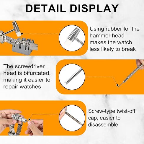 Watch Link Removal Kit, All Metal Watch Strap Link Removal, Sizing Kit with Pin Punches, Extra Pins, Hammer for Watch Band Strap Adjustment in Saudi Arabia