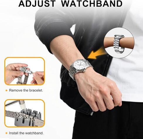 Watch Link Removal Kit, All Metal Watch Strap Link Removal, Sizing Kit with Pin Punches, Extra Pins, Hammer for Watch Band Strap Adjustment in Saudi Arabia