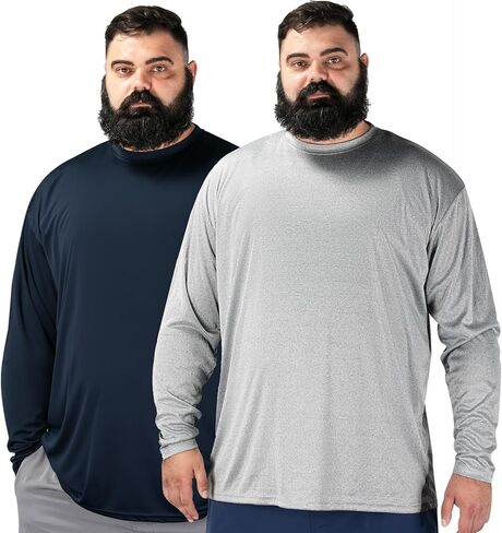 قمصان رجالية كبيرة وطويلة الأكمام طويلة الأكمام سريعة الجفاف وممتصة للرطوبة وخفيفة الوزن ومطاطة للتمرين في صالة الألعاب الرياضية 2 حزمة in Kuwait