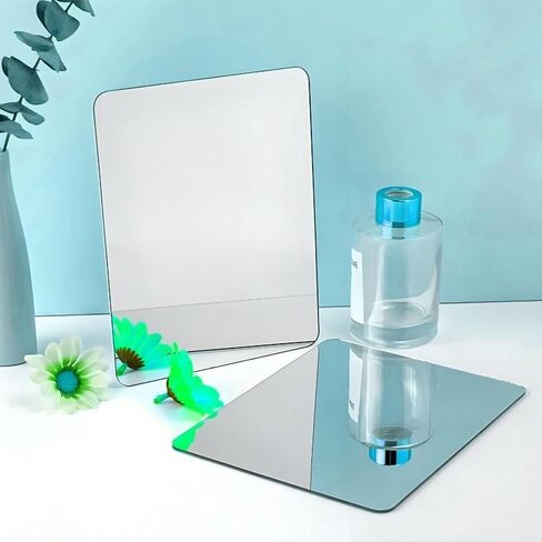 4-Piece Thick Acrylic Mirror Set for Walls, 12 x 12 inch self-Adhesive Frameless Small Mirror Tiles, Flexible Plastic Lenses for Bedroom, Home, and Gym Doors (4 pcs 12x12inch) in Saudi Arabia