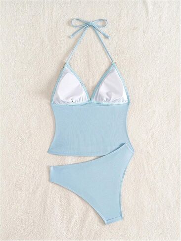 MakeMeChic Women's Tankini Swimsuit Halter Triangle Tie Back Tummy Control Bathing Suit in Saudi Arabia