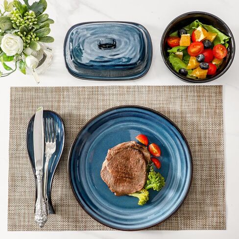 Hasense Ceramic Salt Pepper Shakers and Butter Dish Set, 2 Pieces Navy Reactive Glaze Dinnerware Accessories Set Perfect for Home Decor, Kitchen Housewarming Gift in Saudi Arabia