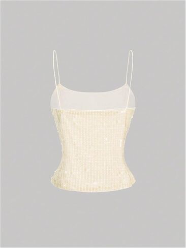 MakeMeChic Women's Y2K Sequin Top Sparkly Spaghetti Strap Top Glitter Party Clubwear Cami Top in Saudi Arabia