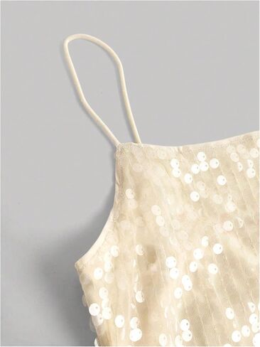 MakeMeChic Women's Y2K Sequin Top Sparkly Spaghetti Strap Top Glitter Party Clubwear Cami Top in Saudi Arabia