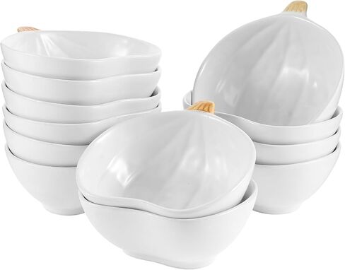 Kolewo4ever 12 Pieces Ceramic Pumpkin Bowl 6 Ounces Ramekins Small Pumpkin Shaped Bowls Orange Dinnerware Pumpkin Decoration for Fall Halloween Thanksgiving Serving Dip, Sauce, Condiments,Snack in Kuwait