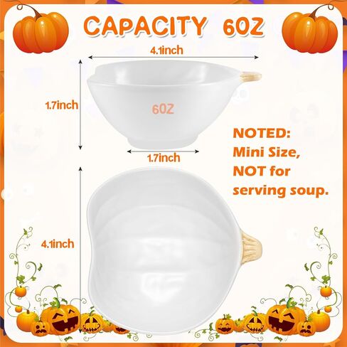 Kolewo4ever 12 Pieces Ceramic Pumpkin Bowl 6 Ounces Ramekins Small Pumpkin Shaped Bowls Orange Dinnerware Pumpkin Decoration for Fall Halloween Thanksgiving Serving Dip, Sauce, Condiments,Snack in Kuwait