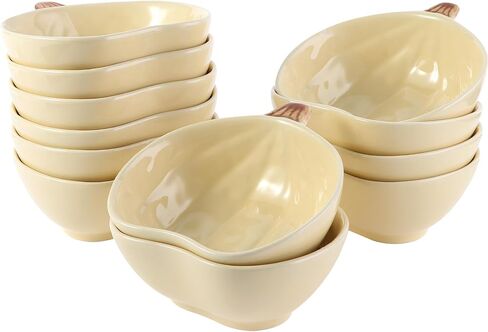 Kolewo4ever 12 Pieces Ceramic Pumpkin Bowl 6 Ounces Ramekins Small Pumpkin Shaped Bowls Orange Dinnerware Pumpkin Decoration for Fall Halloween Thanksgiving Serving Dip, Sauce, Condiments,Snack in Kuwait