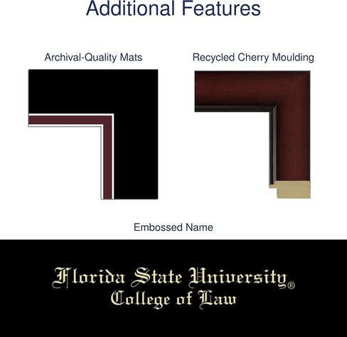 Florida State University College of Law 14" w x 11" h Diploma Frame - Fits a bachelor's, master's and phd - Gold Embossed Diploma Frame - Cherry Moulding with Black and Maroon Matting in Saudi Arabia