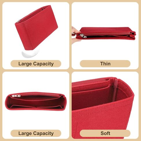 uxcell Purse Organizer Insert, Felt Portable Handbag Shaper Multiple Compartments Liner Pouch for Handbag Purse Tote Bag, 7.5" x 2" x 4", Beige in Saudi Arabia