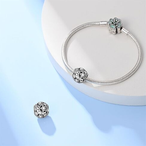 925 Sterling Silver Birthstone Charm For Bracelet Sun Moon Star From January To December Happy Birthday Bead Charms For Women Jewelry Gifts in Saudi Arabia