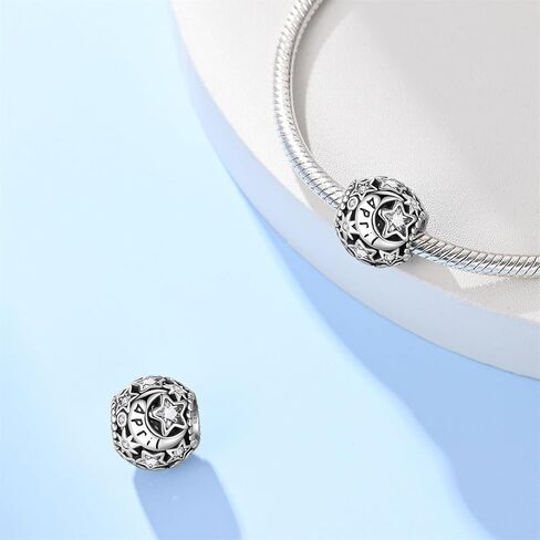 925 Sterling Silver Birthstone Charm For Bracelet Sun Moon Star From January To December Happy Birthday Bead Charms For Women Jewelry Gifts in Saudi Arabia