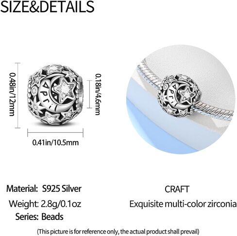 925 Sterling Silver Birthstone Charm For Bracelet Sun Moon Star From January To December Happy Birthday Bead Charms For Women Jewelry Gifts in Saudi Arabia
