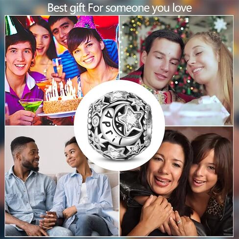 925 Sterling Silver Birthstone Charm For Bracelet Sun Moon Star From January To December Happy Birthday Bead Charms For Women Jewelry Gifts in Saudi Arabia