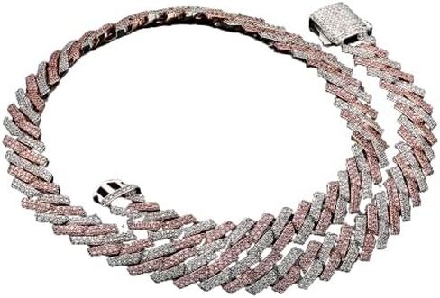 14K Gold Over S925 13mm Hip-Hop Necklace, Moissanite Cuban Neck Chain, Ideal for Modern Style Enthusiasts or Celebratory Events,Gifts for Dad in Saudi Arabia