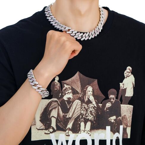 14K Gold Over S925 13mm Hip-Hop Necklace, Moissanite Cuban Neck Chain, Ideal for Modern Style Enthusiasts or Celebratory Events,Gifts for Dad in Saudi Arabia