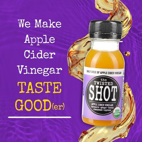 The Twisted Shot | Organic Apple Cider Vinegar Wellness Shots with Ginger, Turmeric, Honey, Cinnamon and Cayenne | Digestion, Immunity and Gut Health Support | Ready to Drink | 6, 2 oz Mini Bottles in Saudi Arabia