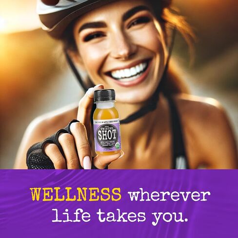 The Twisted Shot | Organic Apple Cider Vinegar Wellness Shots with Ginger, Turmeric, Honey, Cinnamon and Cayenne | Digestion, Immunity and Gut Health Support | Ready to Drink | 6, 2 oz Mini Bottles in Saudi Arabia