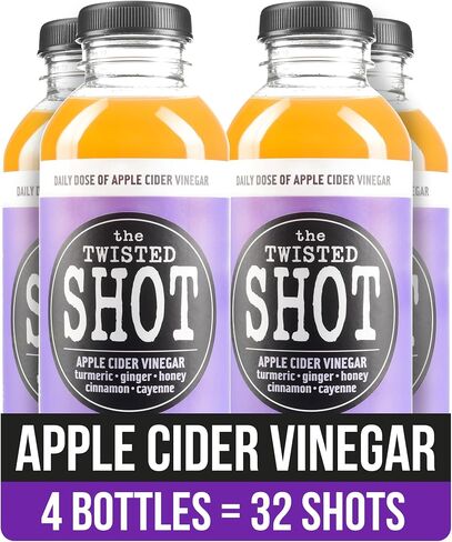 The Twisted Shot | Organic Apple Cider Vinegar Wellness Shots with Ginger, Turmeric, Honey, Cinnamon and Cayenne | Digestion, Immunity and Gut Health Support | Ready to Drink | 6, 2 oz Mini Bottles in Saudi Arabia